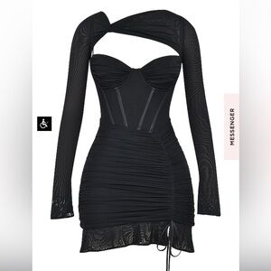 MISTRESS ROCKS BLACK MESH LONG SLEEVE CORSET HOUSE OF CV